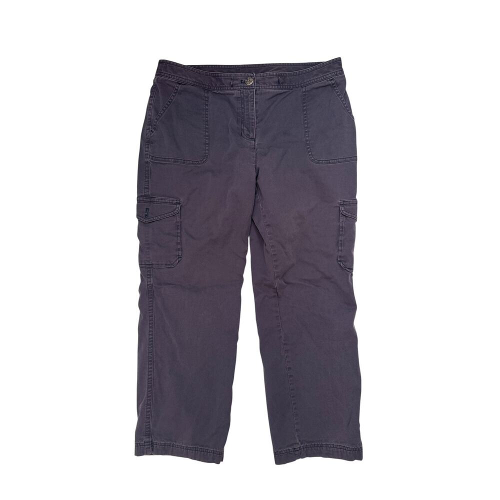 LL BEAN Favorite Fit Flannel Lined Cargo Pants in Washed Blue Size 14 Petite